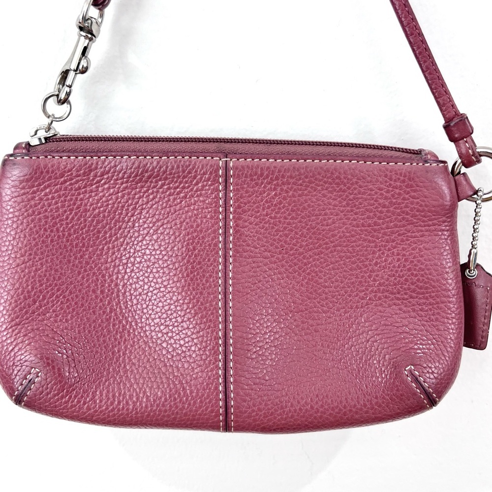 Coach Legacy Flap Mauve Dusty Rose Pebbled Leather Turnlock Wristlet Clutch Bag - Picture 8 of 11